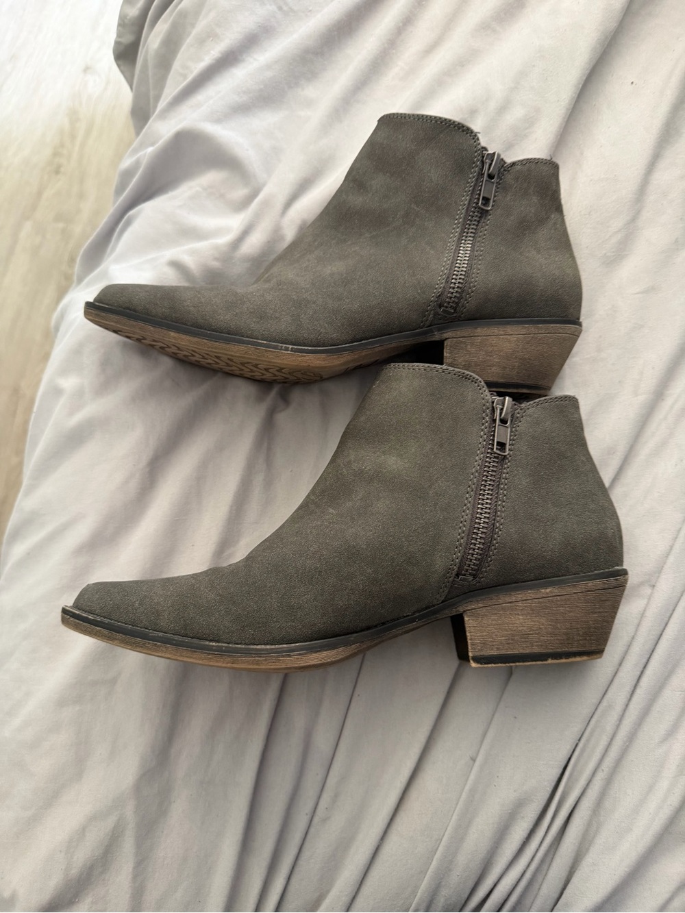 Rocket Dog Gray Suede Ankle Booties with Side Zip